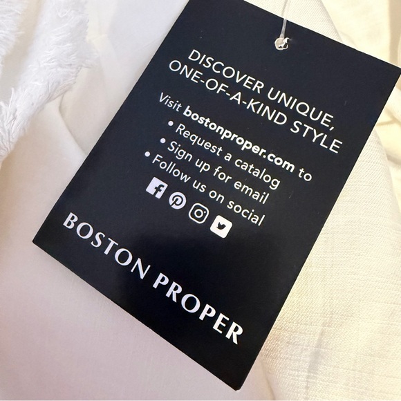 Boston Proper Tencel Off-the-Shoulder Dress size XXS NWT White raw hem boho - Picture 7 of 8